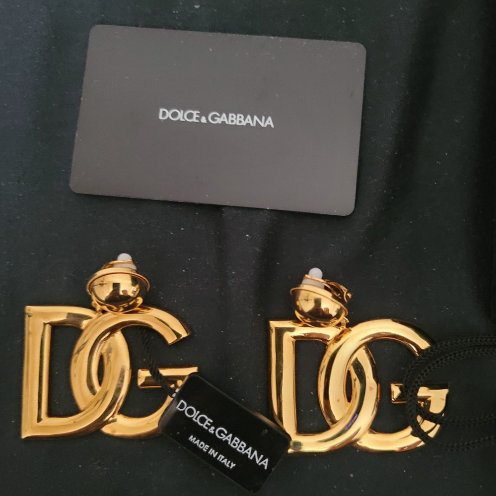 AUTHENTIC DOLCE & GABBANA OVERSIZED DG CLIP ON EARRINGS NEW